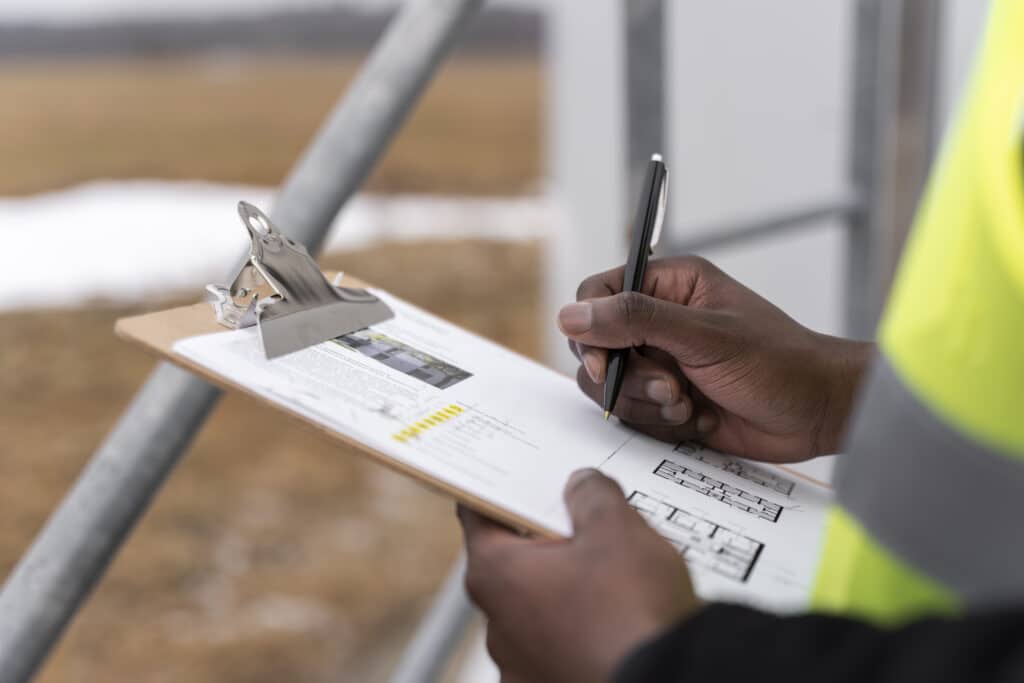 Engenheiro realizando levantamento técnico para iniciar projeto de prevenção de incêndio no Paraná
